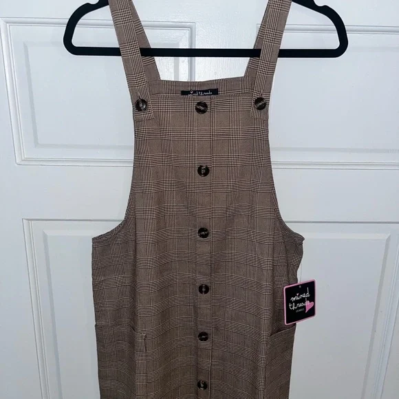 Plaid Brown Mini Dress - Picture 3 of 8